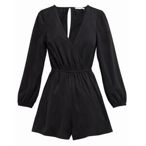 Abercrombie & Fitch Black Long Sleeve Wrap Romper Keyhole Back - Size Small / SP